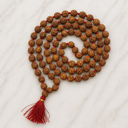 Medicated Rudraksha Mala (5mm / 6mm / 7mm / 8mm) – 108 Bead Energized Rudraksha Jap Mala for Protection, Discipline & Spiritual Practice