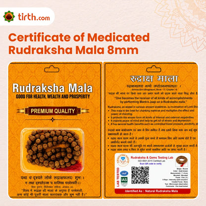 Medicated Rudraksha Mala (5mm / 6mm / 7mm / 8mm) – 108 Bead Energized Rudraksha Jap Mala for Protection, Discipline & Spiritual Practice