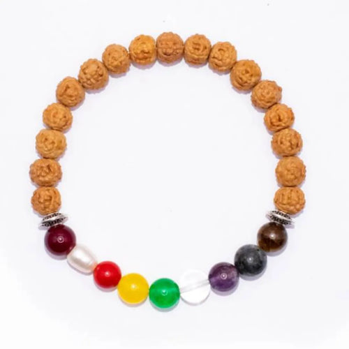 Rudraksha Navratna Bracelet – Natural Rudraksha & Navratna Gemstone Bracelet for Planetary Balance & Spiritual Protection