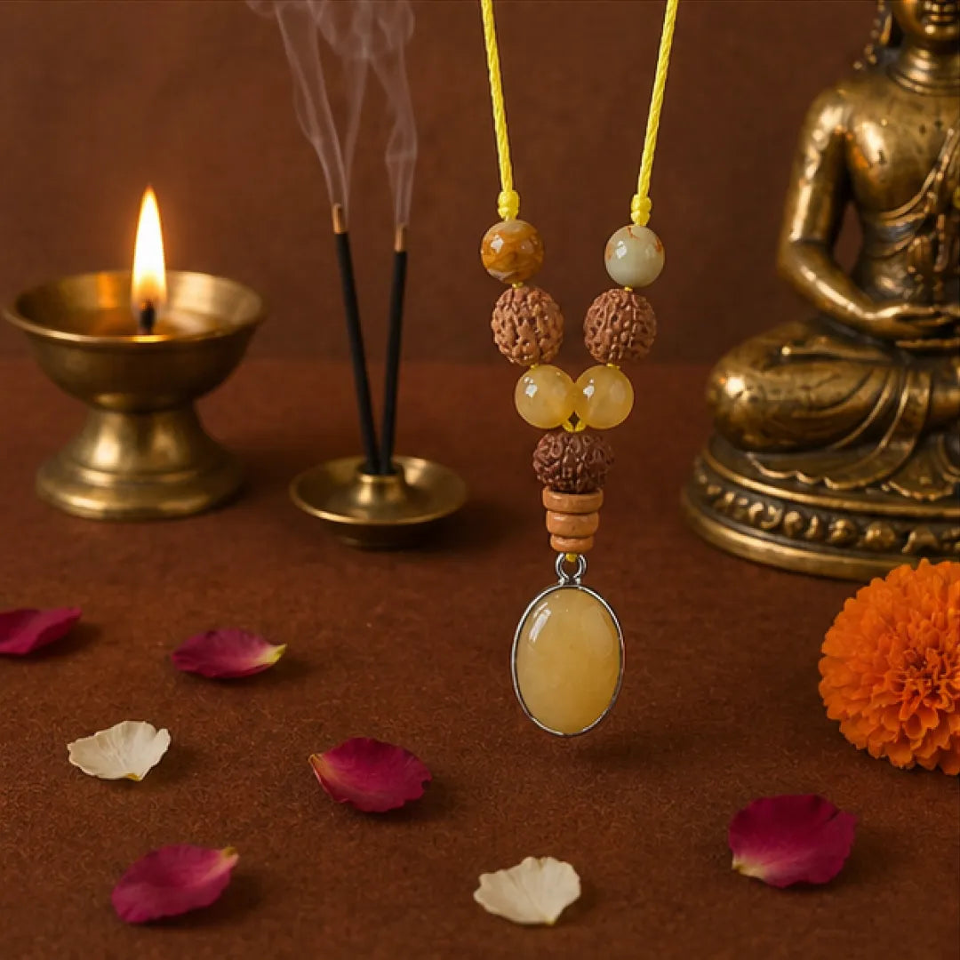 Pisces Rashi Kavach Mala – Meen Rashi Rudraksha Kavach Mala (8, 10, 14 Mukhi) for Intuition, Protection & Spiritual Growth
