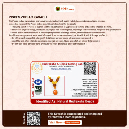 Pisces Rashi Kavach Mala – Meen Rashi Rudraksha Kavach Mala (8, 10, 14 Mukhi) for Intuition, Protection & Spiritual Growth