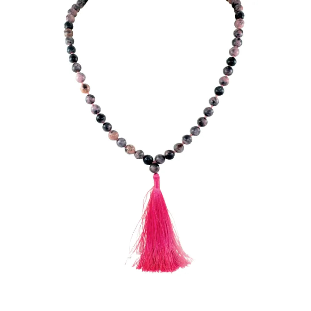 Natural Rhodonite Gemstone Mala – Rhodonite Jap Mala for Emotional Balance, Compassion & Inner Healing (108 Beads)