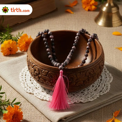 Natural Rhodonite Gemstone Mala – Rhodonite Jap Mala for Emotional Balance, Compassion & Inner Healing (108 Beads)