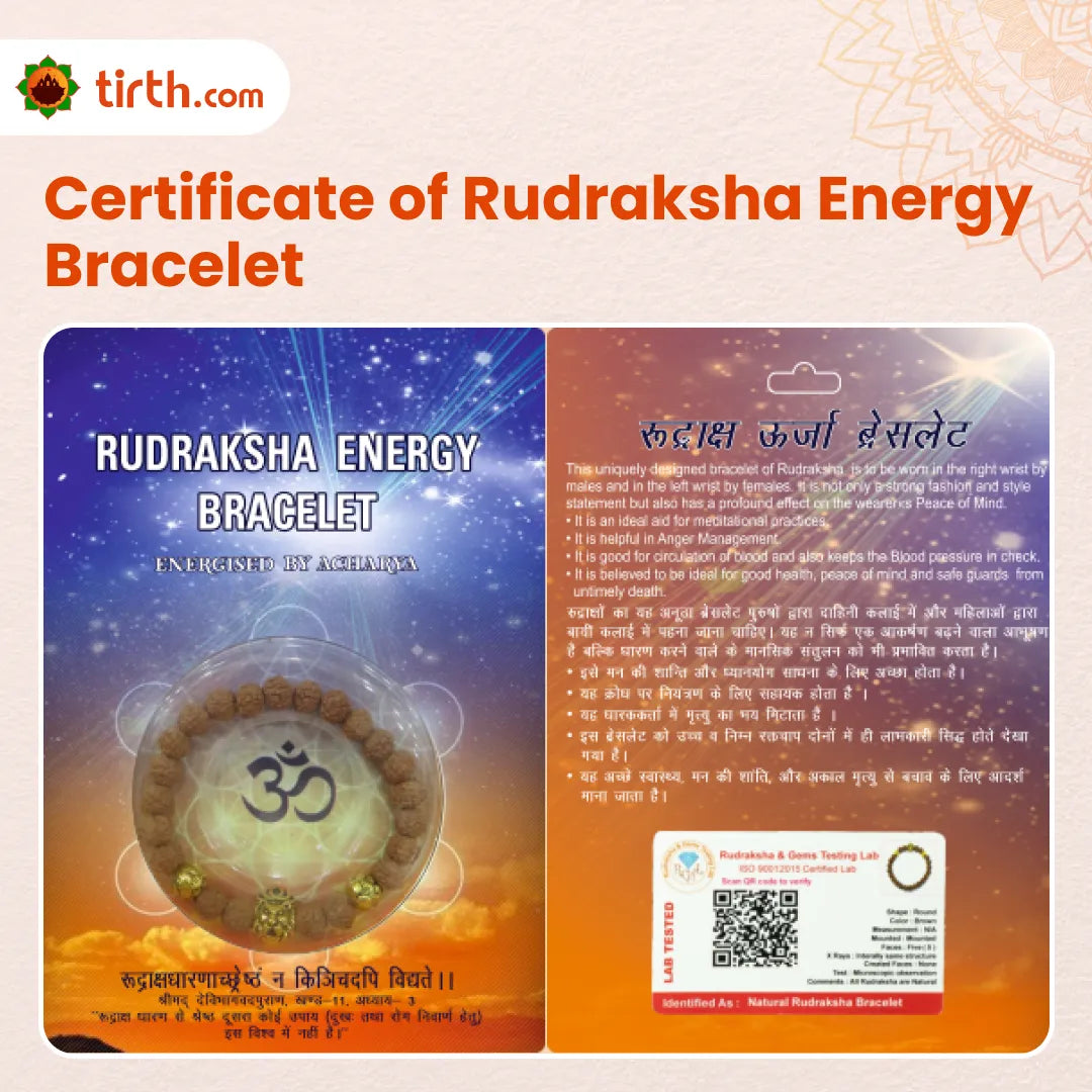 Rudraksha Energy Bracelet with Golden Lion Charm – Natural Rudraksha Power Bracelet for Strength, Confidence & Protection