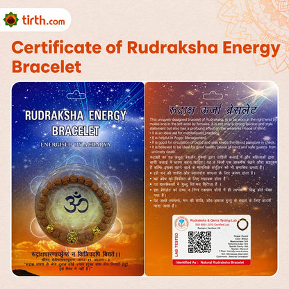 Rudraksha Energy Bracelet with Golden Lion Charm – Natural Rudraksha Power Bracelet for Strength, Confidence & Protection