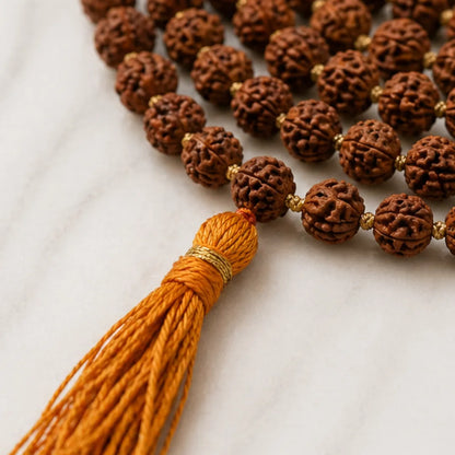 Natural Colored Rudraksha Mala (5mm / 6mm / 7mm / 8mm) – 108 Bead Spiritual Rudraksha Jap Mala for Protection & Discipline