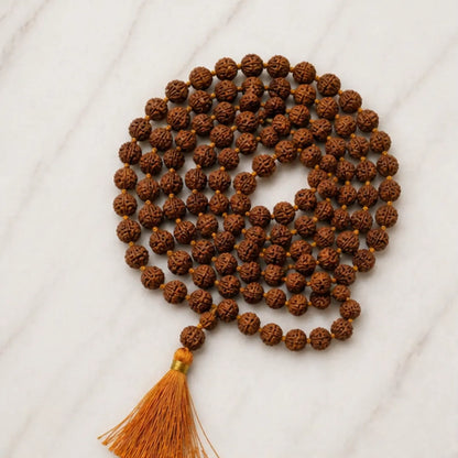 Natural Colored Rudraksha Mala (5mm / 6mm / 7mm / 8mm) – 108 Bead Spiritual Rudraksha Jap Mala for Protection & Discipline