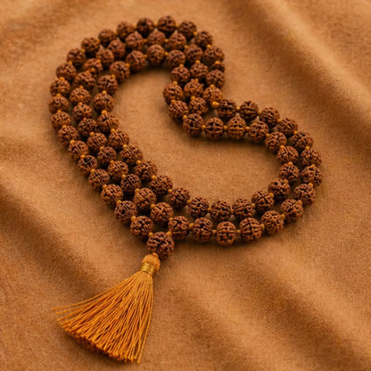 Natural Colored Rudraksha Mala (5mm / 6mm / 7mm / 8mm) – 108 Bead Spiritual Rudraksha Jap Mala for Protection & Discipline