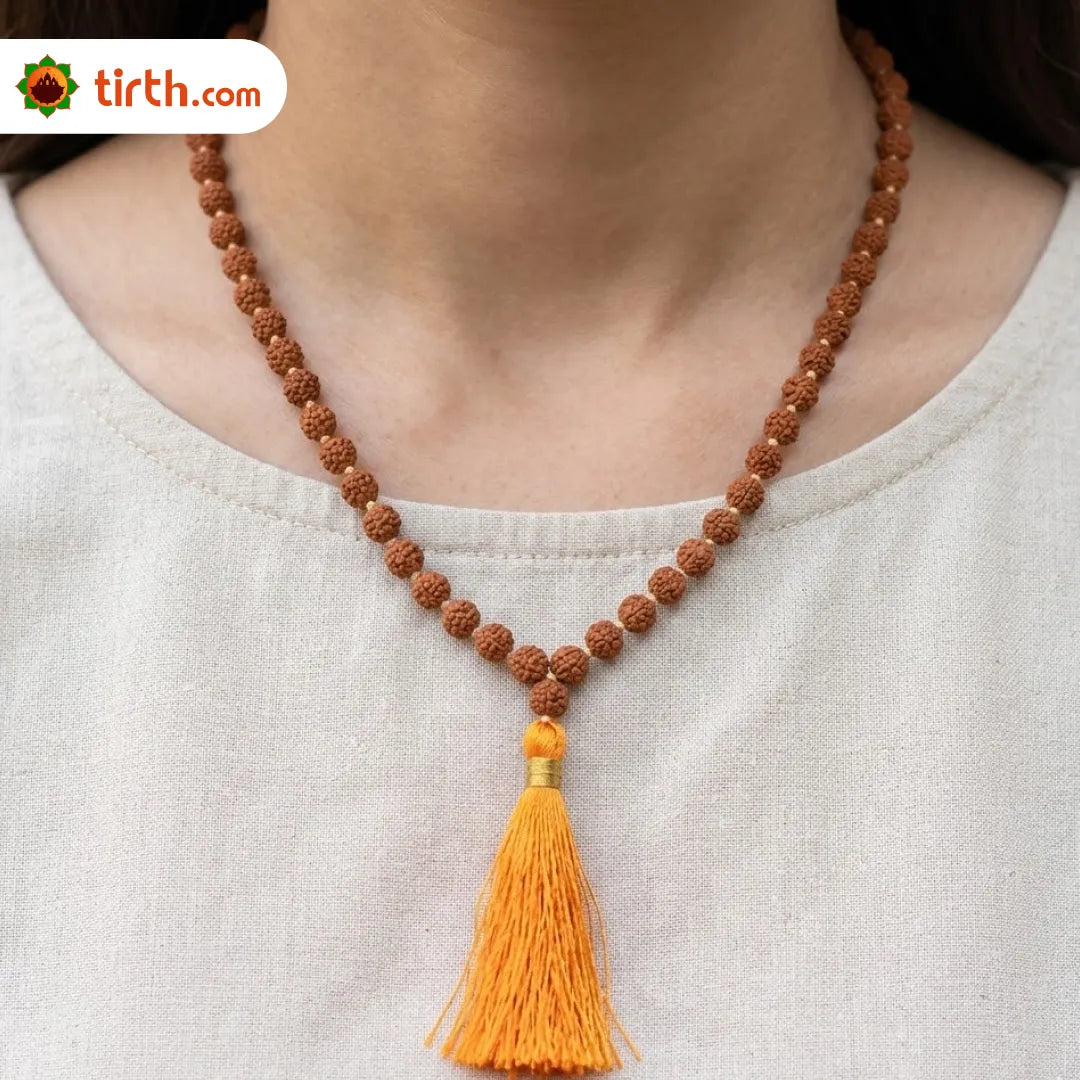 Natural Colored Rudraksha Mala (5mm / 6mm / 7mm / 8mm) – 108 Bead Spiritual Rudraksha Jap Mala for Protection & Discipline