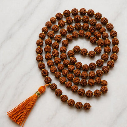 Natural Colored Rudraksha Mala (5mm / 6mm / 7mm / 8mm) – 108 Bead Spiritual Rudraksha Jap Mala for Protection & Discipline