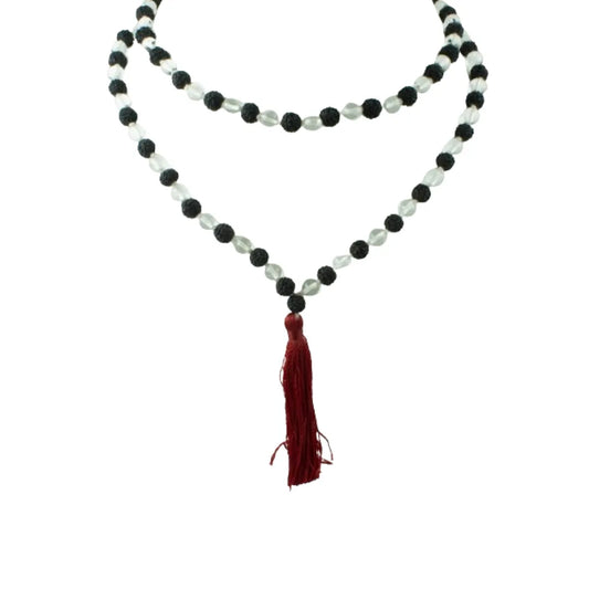 Natural Rudraksha + Sphatik Mala (5mm / 6mm / 7mm) – 108 Bead Rudraksha Crystal Jap Mala for Spiritual Protection & Energy Balance