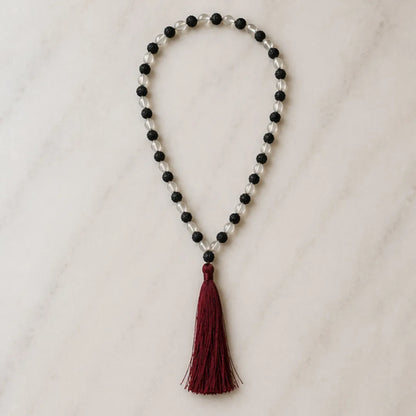 Natural Rudraksha + Sphatik Mala (5mm / 6mm / 7mm) – 108 Bead Rudraksha Crystal Jap Mala for Spiritual Protection & Energy Balance