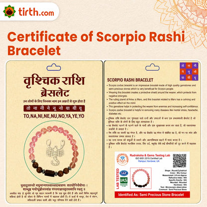 Scorpio Rashi Bracelet (Vrishchik Rashi) – Zodiac Astrology Bracelet for Mars Strength, Protection & Transformation