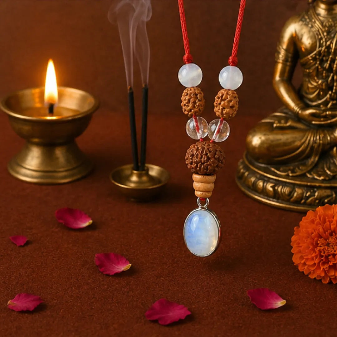 Taurus Rashi Kavach Mala – Vrishabh Rashi Rudraksha Kavach Mala (6, 13, 14 Mukhi) for Stability, Attraction & Decision Clarity