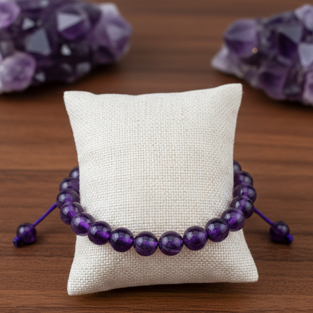 Tirth Amethyst Crystal Bead Bracelet for Meditation & Healing