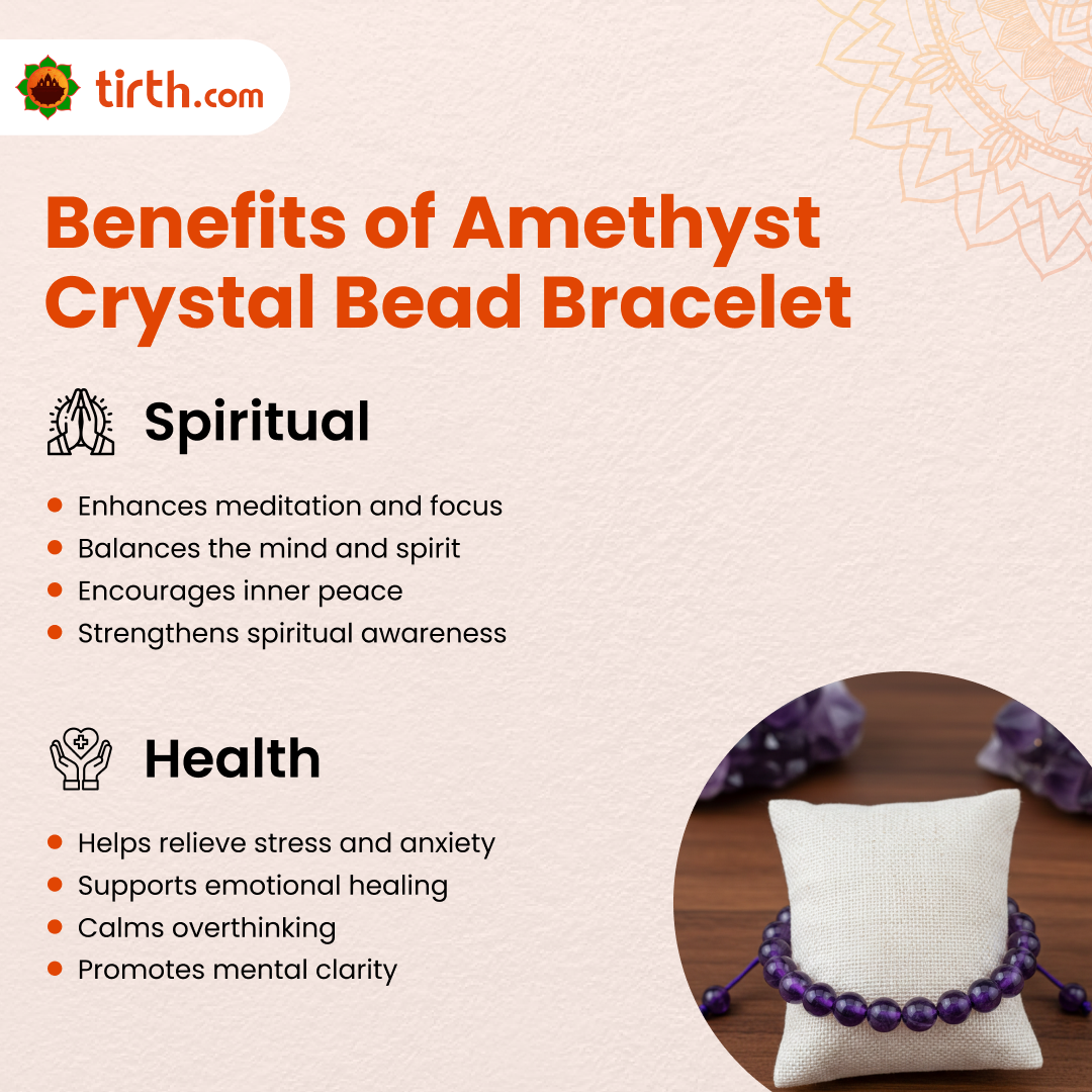 Tirth Amethyst Crystal Bead Bracelet for Meditation & Healing