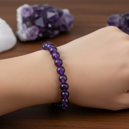 Tirth Amethyst Crystal Bead Bracelet for Meditation & Healing