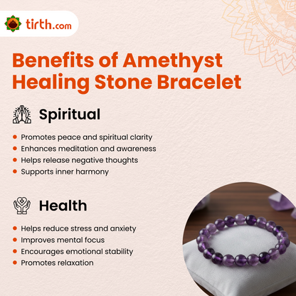 Tirth Amethyst Healing Stone Bracelet for Calm Mind & Positivity