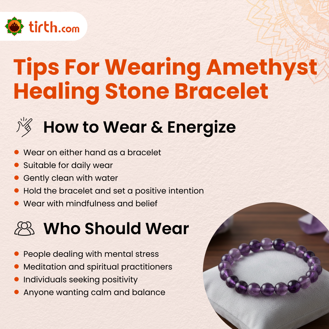 Tirth Amethyst Healing Stone Bracelet for Calm Mind & Positivity