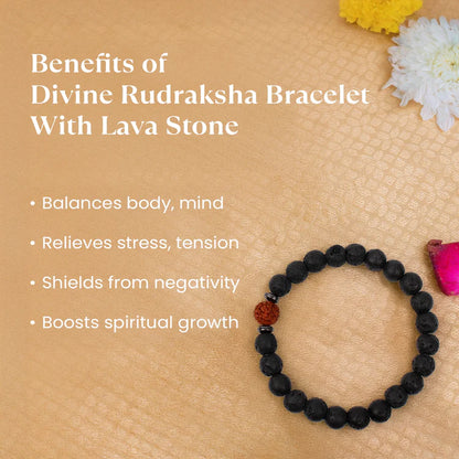 Tirth Divine Rudraksha Bracelet with Lava Stone