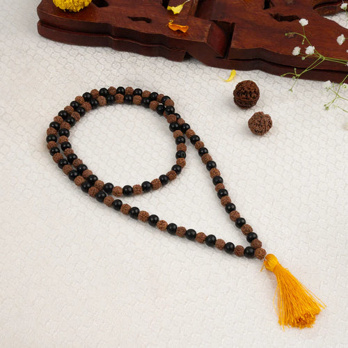 Tirth Divya Raksha Rudraksha & Karungali Mala 8mm (108+1)