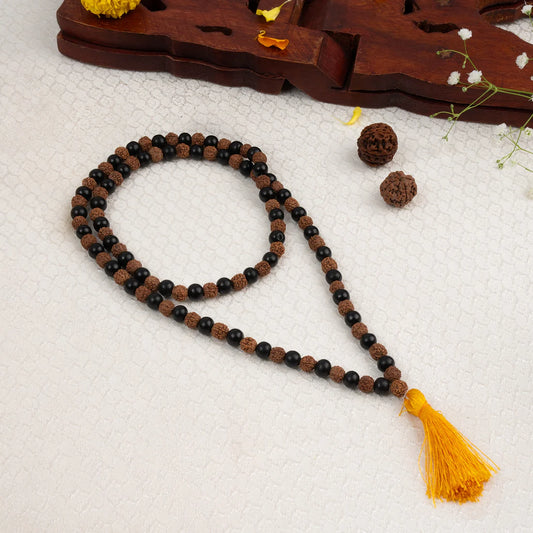 Tirth Divya Raksha Rudraksha & Karungali Mala 8mm (108+1)