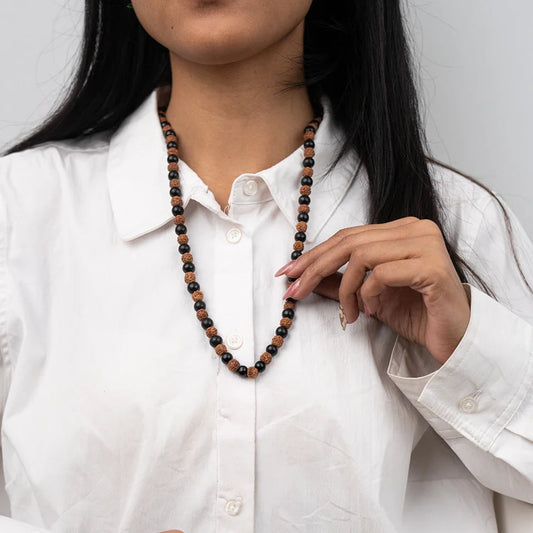 Tirth Divya Raksha Rudraksha & Karungali Mala 8mm (108+1)