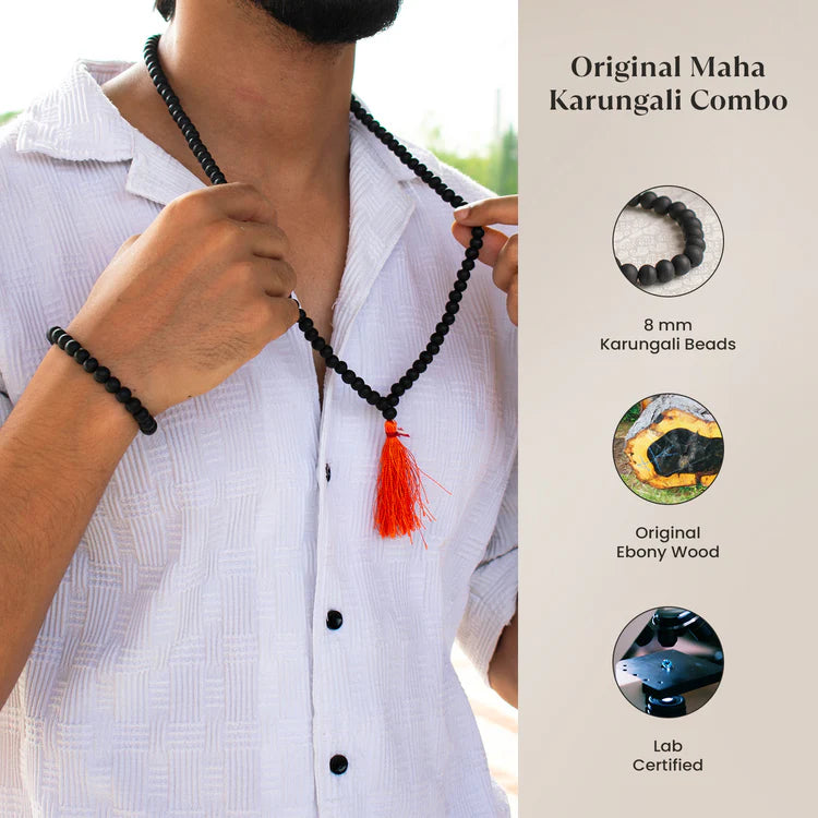 Tirth Karungali Mala 8mm with Bracelet – Govt. Certified