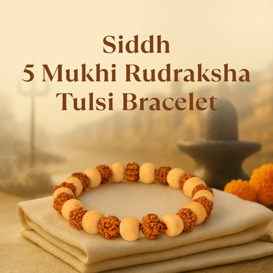 Tirth Kashi Siddh 5 Mukhi Rudraksha Tulsi Bracelet
