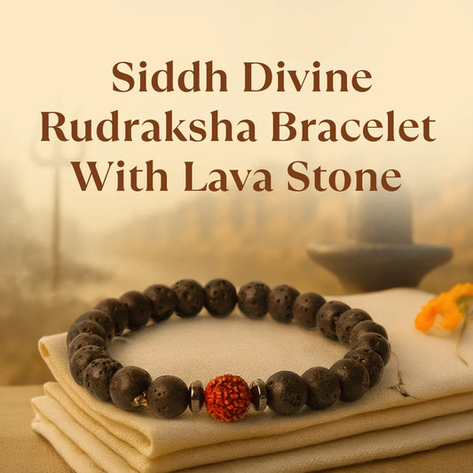 Tirth Kashi Siddh Divine Rudraksha Bracelet with Lava Stone