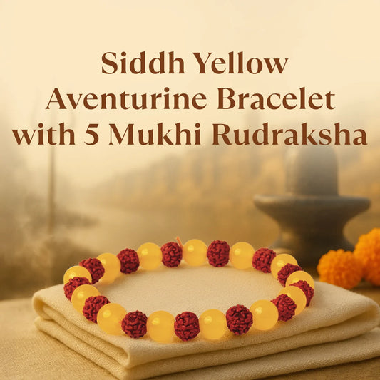 Tirth Kashi Siddh Yellow Aventurine Bracelet with 5 Mukhi Rudraksha