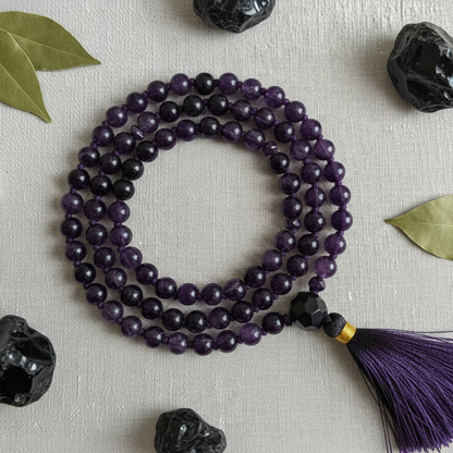 Tirth Natural Amethyst Mala for Peace, Calm & Positivity