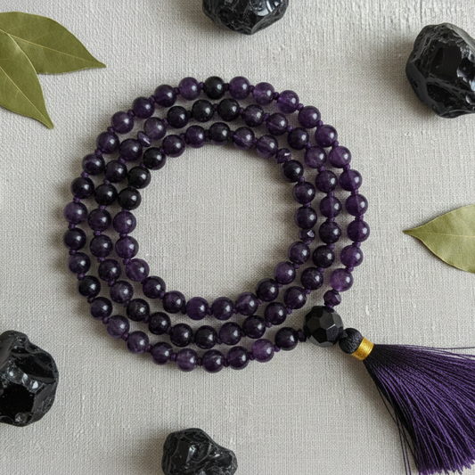 Tirth Natural Amethyst Mala for Peace, Calm & Positivity