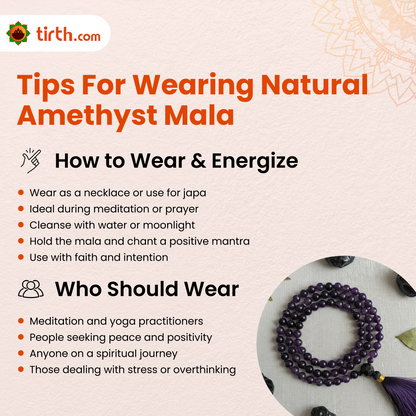 Tirth Natural Amethyst Mala for Peace, Calm & Positivity