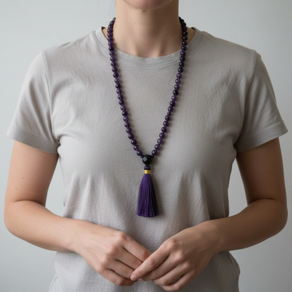 Tirth Natural Amethyst Mala for Peace, Calm & Positivity