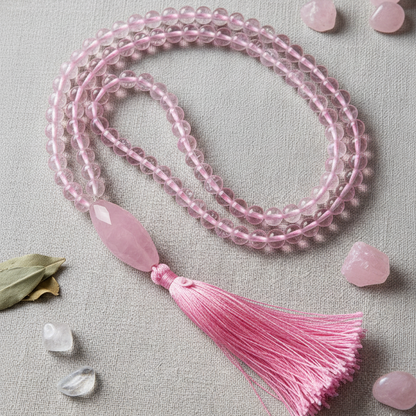 Tirth Rose Quartz Crystal Mala – Self-Love & Compassion Bracelet