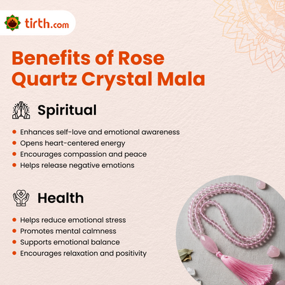 Tirth Rose Quartz Crystal Mala – Self-Love & Compassion Bracelet
