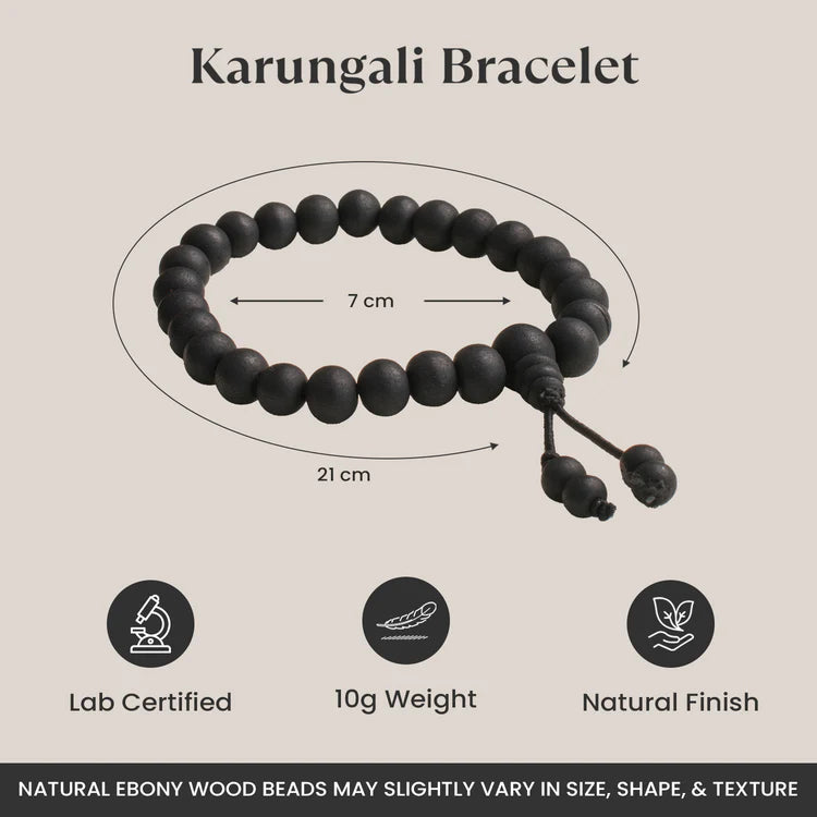 Tirth Silver Capped Karungali Mala with Free Bracelet – Govt. Certified