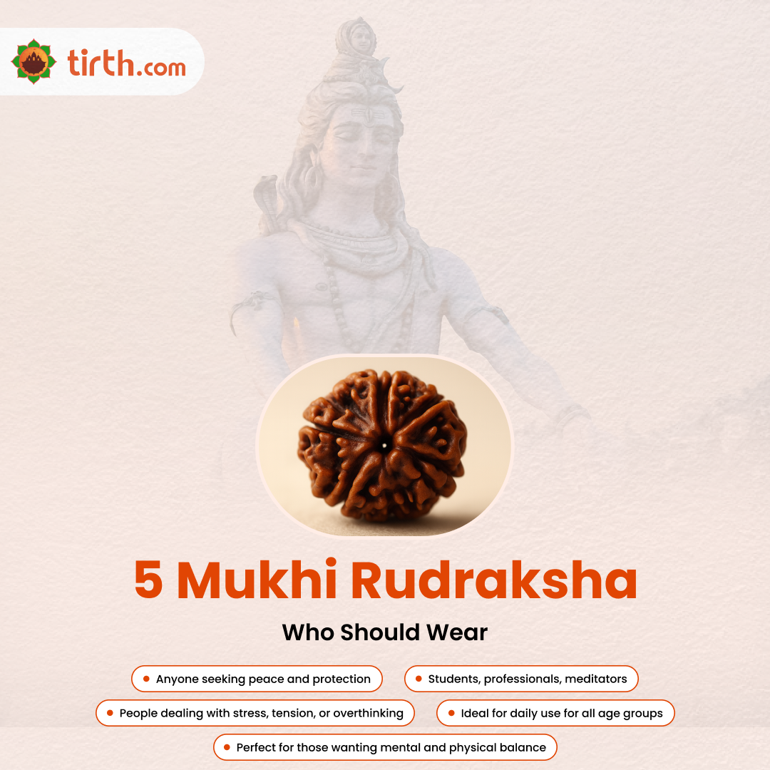 Tirth 5 Mukhi Rudraksha – Peace, Protection & Health Balance | Kalagni Rudra Sacred Bead